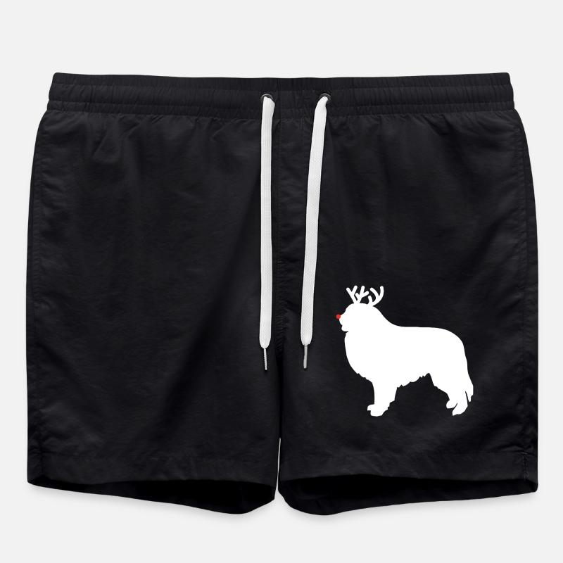 Great Pyrenees Reindeer Christmas - Swim Trunks - black