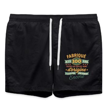 Fabriqué il y a 100ans - 100 ans Anniversaire - Short de bain - noir - Devant - AI Model Male 185 light (185cm)