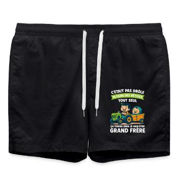 Enfant Grand Frère en Mission - Annonce Grossesse - Short de bain - noir - Devant - AI Model Male 185 light (185cm)