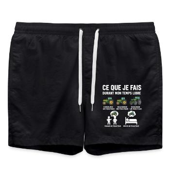 Humour Tracteur Papa Agriculteur homme femme en - Short de bain - noir - Devant - AI Model Male 185 light (185cm)