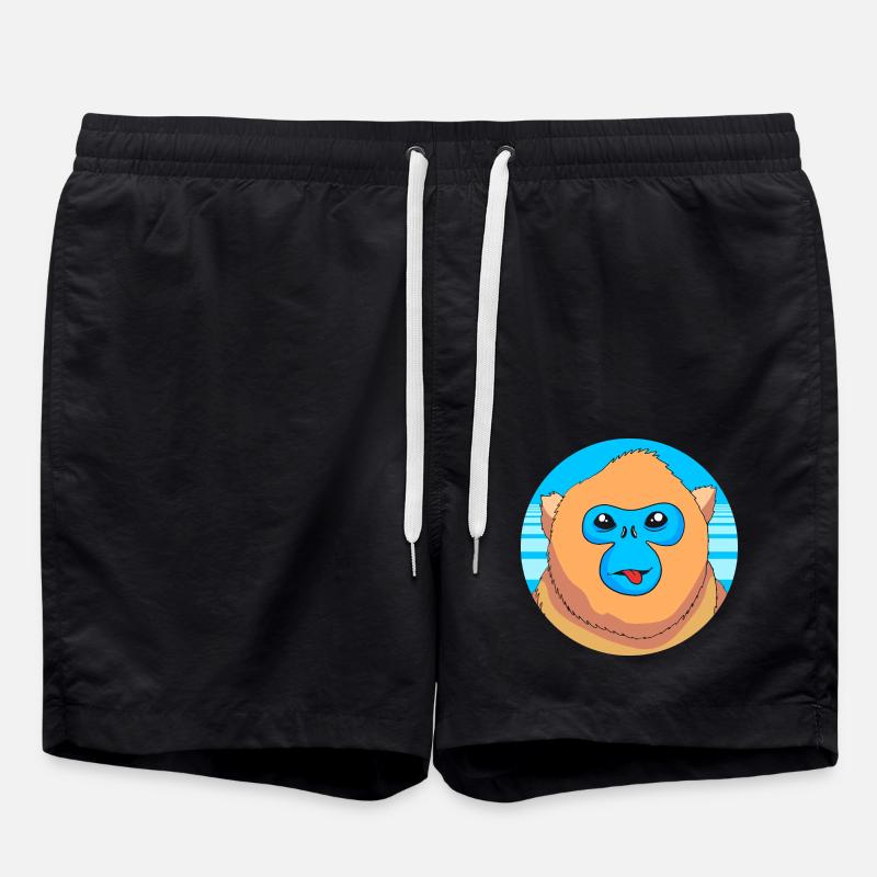 Stupsnasenaffe Affe Schimpanse - Badeshorts - Schwarz