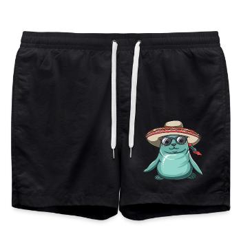 Seal Animal Funny Sombrero - Swim Trunks - black - Front - AI Model Male 185 light (185cm)