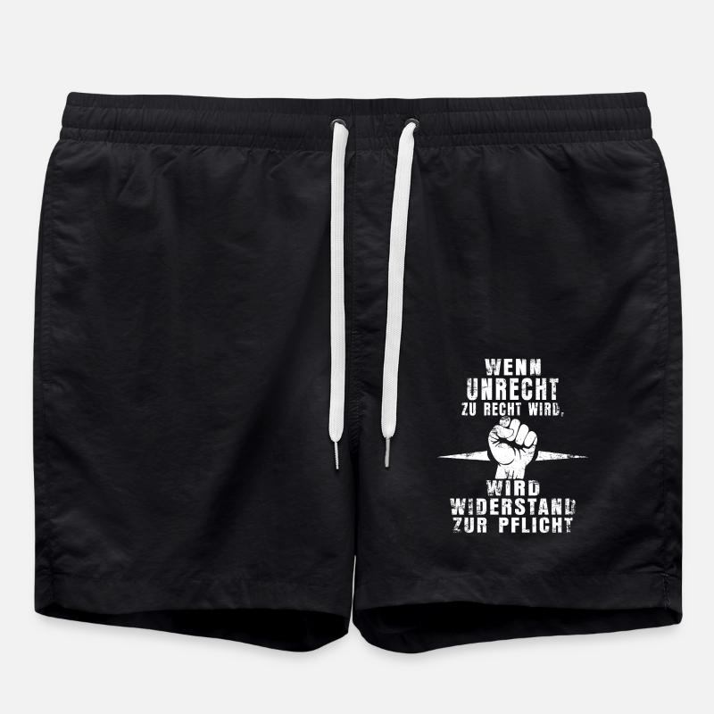Statement-Shirt: Pflicht zum Protest - Badeshorts - Schwarz