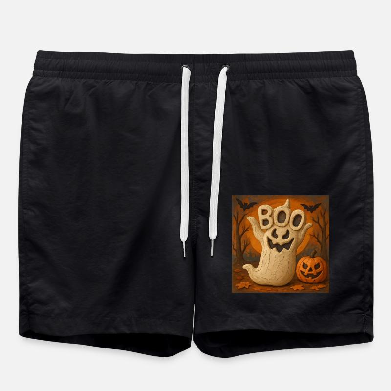 Halloween Pumpkin Ghost Costume Gift - Swim Trunks - black
