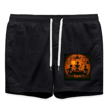 Cadeau effrayant de squelette d’Halloween - Short de bain - noir - Devant - AI Model Male 185 light (185cm)