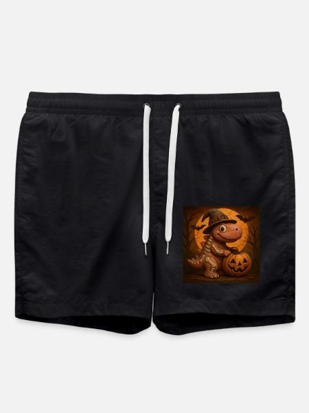 Halloween Pumpkin Dino Costume Gift - Swim Trunks - black