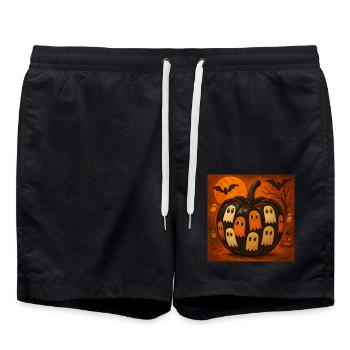 Spooky Pumpkin Ghosts Halloween Gift - Swim Trunks - black - Front - AI Model Male 185 light (185cm)