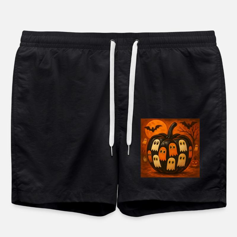 Spooky Pumpkin Ghosts Halloween Gift - Swim Trunks - black