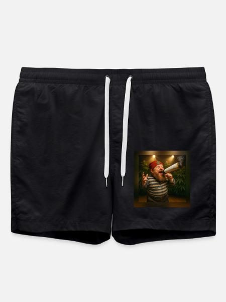 Marktschreier-Zwerg mit Joint-Megaphon - Badeshorts - Schwarz