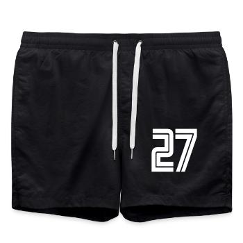 Trikotnummer 27 – Geschenk zum 27-jährigen Jubiläum - Badeshorts - Schwarz - Vorne - AI Model Male 185 light (185cm)