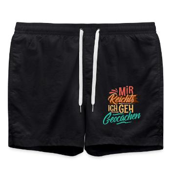 Geocaching - Badeshorts - Schwarz - Vorne - AI Model Male 185 light (185cm)