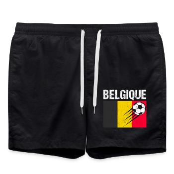 Belgium flag belgian football gift - Swim Trunks - black - Front - AI Model Male 185 light (185cm)