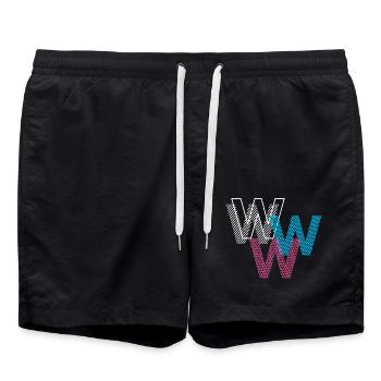 W Buchstabe - Badeshorts - Schwarz - Vorne - AI Model Male 185 light (185cm)