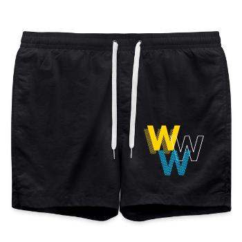 W Lettering Design Geschenke - Badeshorts - Schwarz - Vorne - AI Model Male 185 light (185cm)