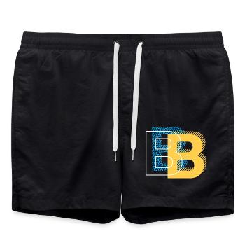 Lettre initiale B b - Short de bain - noir - Devant - AI Model Male 185 light (185cm)