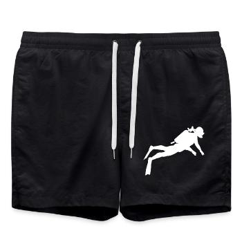 Diver in the sea - Swim Trunks - black - Front - AI Model Male 185 light (185cm)