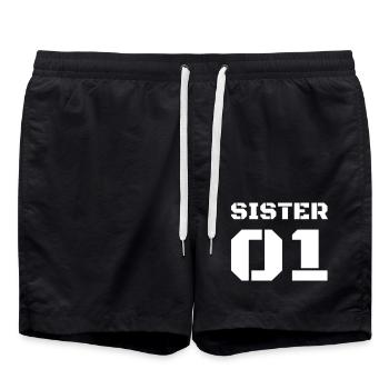 Sister 01 - Schwester Design - Badeshorts - Schwarz - Vorne - AI Model Male 185 light (185cm)