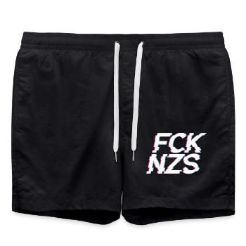 FCK NZS – Glitch - Swim Trunks - black - Front - AI Model Male 185 light (185cm)