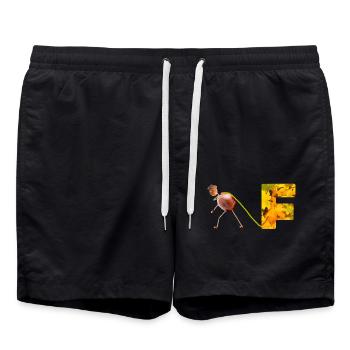 buchstabe f mit kastanienmännchen - Badeshorts - Schwarz - Vorne - AI Model Male 185 light (185cm)