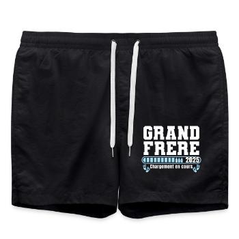 Grand Frère 2025 Cadeau Annonce Naissance Bébé - Short de bain - noir - Devant - AI Model Male 185 light (185cm)