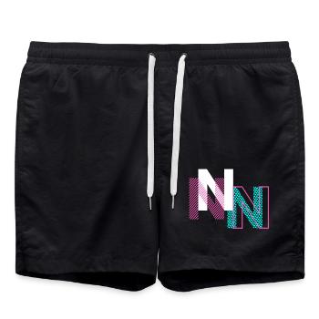 Conception de la lettre N - Short de bain - noir - Devant - AI Model Male 185 light (185cm)