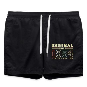 Original 1954 Vintage Vintage Rétro Anniversaire - Short de bain - noir - Devant - AI Model Male 185 light (185cm)