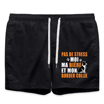 Border collie T shirt homme humour border collie - Short de bain - noir - Devant - AI Model Male 185 light (185cm)