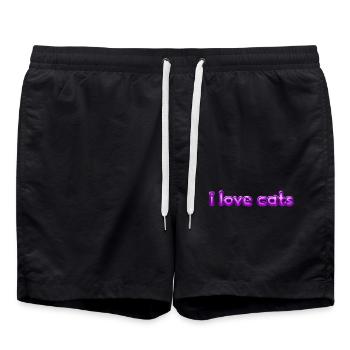 Text I love cats - Badeshorts - Schwarz - Vorne - AI Model Male 185 light (185cm)
