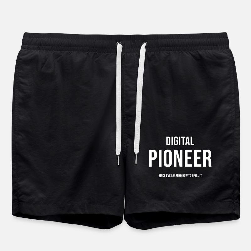 Funny Digital Pioneer Saying - Swim Trunks - black