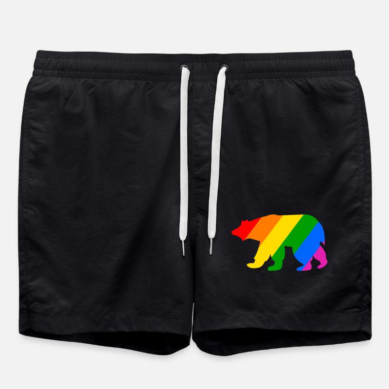 Rainbow Polar Bear - Swim Trunks - black