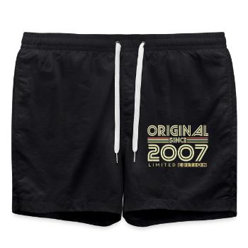 Original 2007 Vintage Vintage Retro Birthday - Swim Trunks - black - Front - AI Model Male 185 light (185cm)