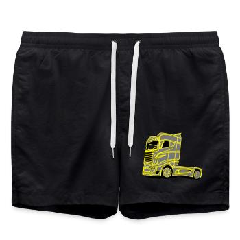 LKW Brummi - Badeshorts - Schwarz - Vorne - AI Model Male 185 light (185cm)