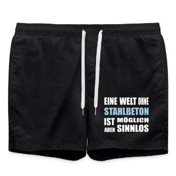 Concrete, reinforced concrete, for construction workers, cement, construction - Swim Trunks - black - Front - AI Model Male 185 light (185cm)