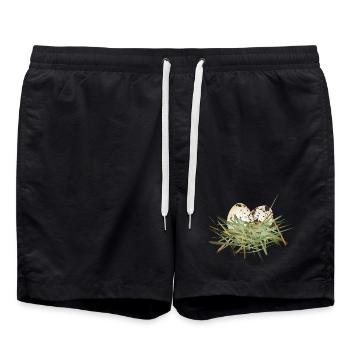 deux œufs de caille dans le nid de foin - Short de bain - noir - Devant - AI Model Male 185 light (185cm)