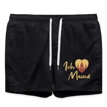 Ich liebe Mainz - Schriftzug - Badeshorts - Schwarz - Vorne - AI Model Male 185 light (185cm)