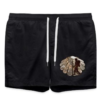 A pilgrim or hiker on a pilgrimage route - Swim Trunks - black - Front - AI Model Male 185 light (185cm)