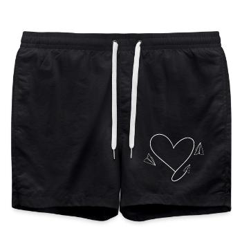 Airplane Heart Love Holiday Pilot Airplanes - Swim Trunks - black - Front - AI Model Male 185 light (185cm)