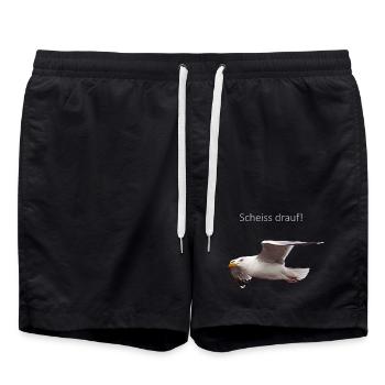 Möwe im Flug Spruch - Badeshorts - Schwarz - Vorne - AI Model Male 185 light (185cm)