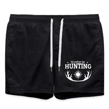 hunting, hunter, hunting fan - Swim Trunks - black - Front - AI Model Male 185 light (185cm)