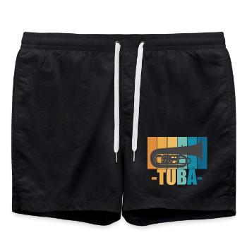Tuba Vintage Musiker Instrument Geschenk - Badeshorts - Schwarz - Vorne - AI Model Male 185 light (185cm)