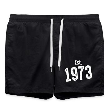 Est 1973 Vintage Distress - Swim Trunks - black - Front - AI Model Male 185 light (185cm)