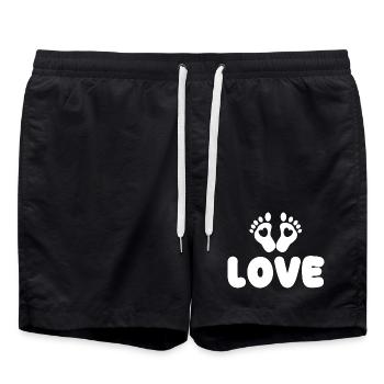 Grossesse Mère Cœur Bébé Pieds - Short de bain - noir - Devant - AI Model Male 185 light (185cm)