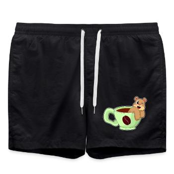 Bear cup of coffee - Swim Trunks - black - Front - AI Model Male 185 light (185cm)