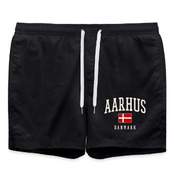 Aarhus Danmark Flag - Badeshorts - Schwarz - Vorne - AI Model Male 185 light (185cm)