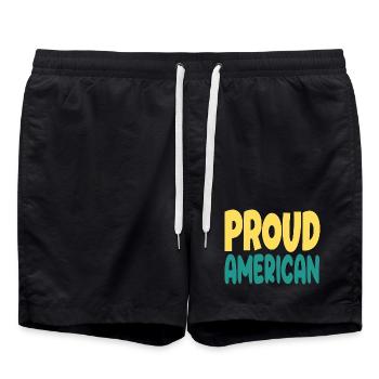 Pround typograohy américaine - Short de bain - noir - Devant - AI Model Male 185 light (185cm)