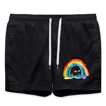 Regenbogen - Badeshorts - Schwarz - Vorne - AI Model Male 185 light (185cm)