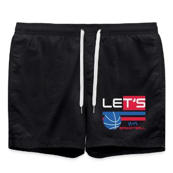 Lest's Play Basketball - Spieler-Basketball - Badeshorts - Schwarz - Vorne - AI Model Male 185 light (185cm)