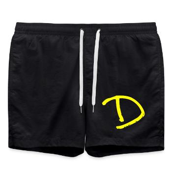 Buchstabe D - Badeshorts - Schwarz - Vorne - AI Model Male 185 light (185cm)