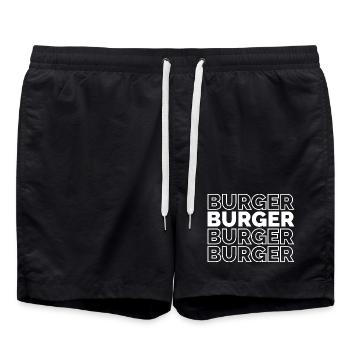 burger repetition font food yummy logo icon - Swim Trunks - black - Front - AI Model Male 185 light (185cm)