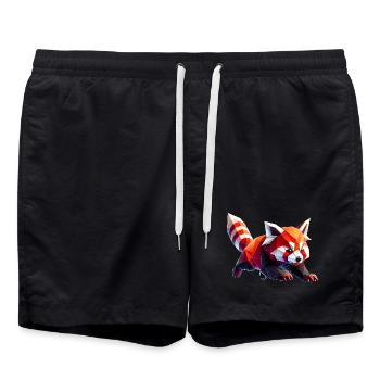 panda roux origami géométrique 3d - Short de bain - noir - Devant - AI Model Male 185 light (185cm)